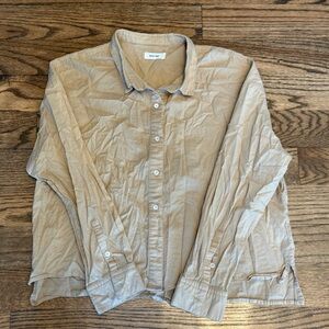 Mod Ref Tan Lightweight Cropped Button-Down Shirt Oversized Fit Medium